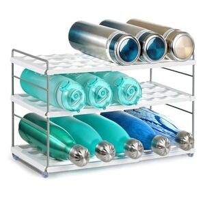 2 Pack | White Adjustable Expandable 3-Tier Water Bottle Organizer Rack